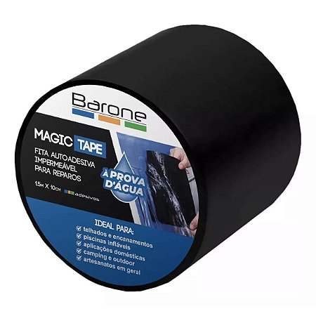 Fita Autoadesiva Impermeável Reparo Preta 1,5m x 10cm