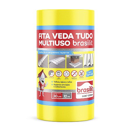 Fita Veda Tudo Manta Asfáltica Aluminizada 30cmX10m Brasilit
