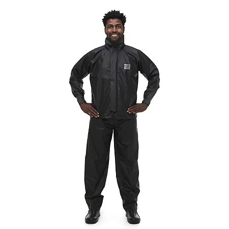 Conjunto Capa Chuva Motoqueiro Motoboy PVC Impermeável Preto