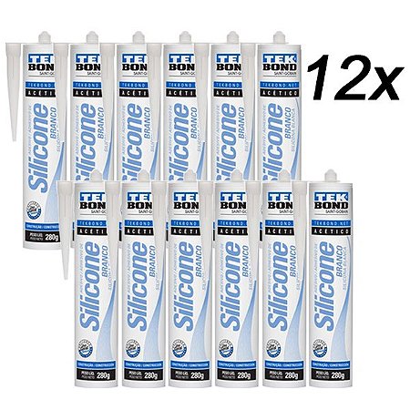 Kit 12 Silicone Adesivo Acético Multiuso Branco 280g Tekbond