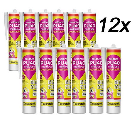Kit 12 Adesivo Selante PU40 Multiuso Branco 360g Quartzolit