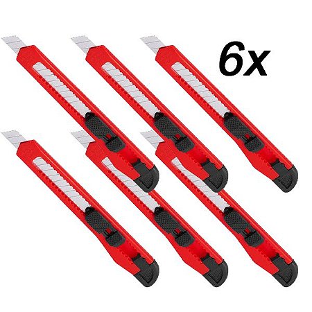 Kit 6 Estilete C/ Trava Lâmina Estreita 8285 9mm Brasfort