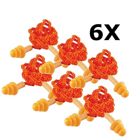 Kit 6 Protetor Auricular Plug Silicone C/ Cordão 13dB K10