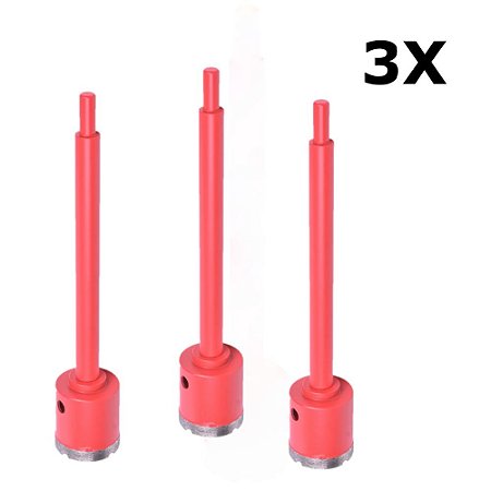 Kit 3 Serra Copo Diamantada Haste Furadeira 40mm Diametalic