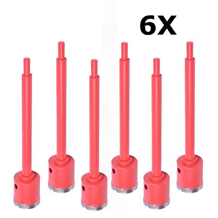Kit 6 Serra Copo Diamantada Haste Furadeira 40mm Diametalic