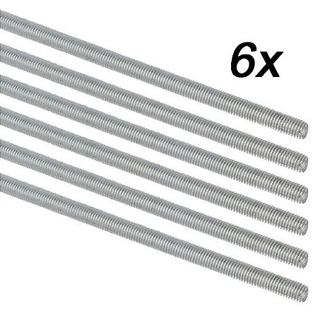 Kit 6 Barra Roscada BSW Aço 3/16'' x 1 Metro
