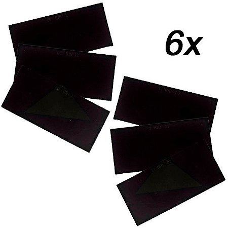 Kit 6 Vidro Retangular Escuro P/ Máscara Solda Nº12 Brasfort