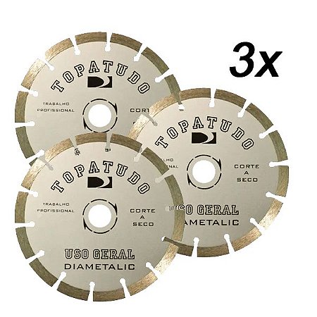 Kit 3 Disco Corte Diamantado Segmentado Topa Tudo 180mm
