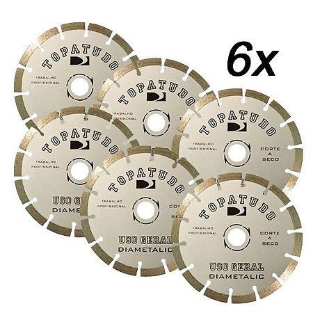 Kit 6 Disco Corte Diamantado Segmentado Topa Tudo 180mm