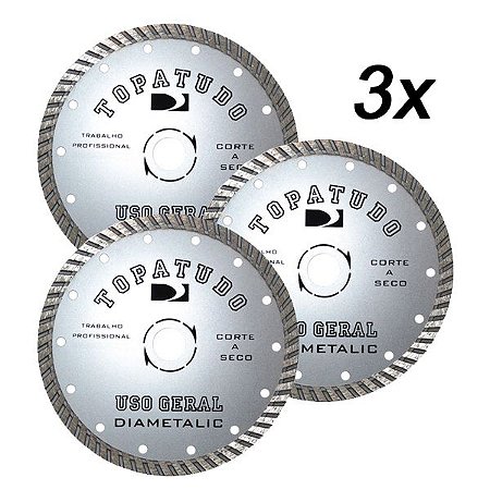 Kit 3 Disco de Corte Diamantado Turbo Topa Tudo 180mm