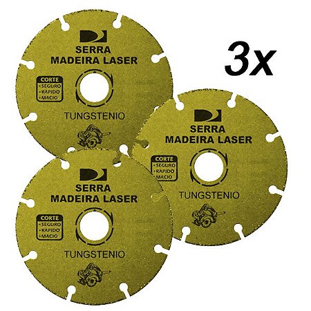 Kit 3 Disco Serra Madeira Laser Tungstênio 7.1/4'' 180mm