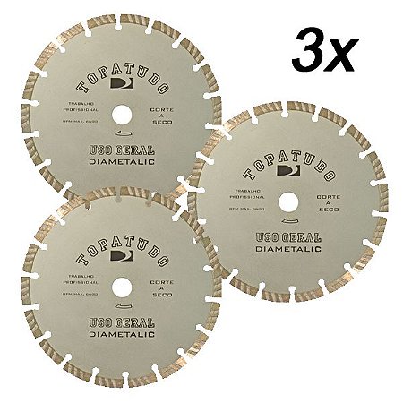 Kit 3 Disco Corte Diamantado Segmentado Topa Tudo 230mm