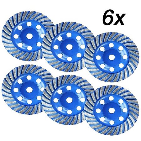 Kit 6 Disco Desbaste Diamantado Rebolo 115mm x 22,23mm Idea
