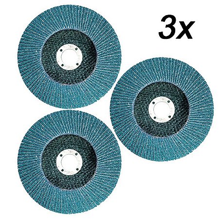 Kit 3 Disco Flap Desbaste Acabamento Grão 60 115x22mm