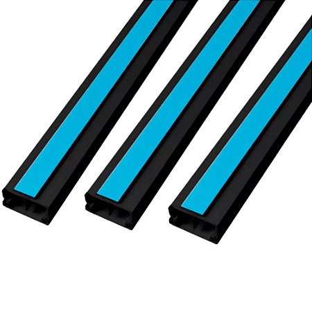 Kit 3 Canaleta Preta 2 Divisórias Cabos Fita Dupla Face 2m