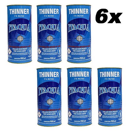 Kit 6 Thinner Automotivo IT 16 Diluição Limpeza 900ml Itaqua
