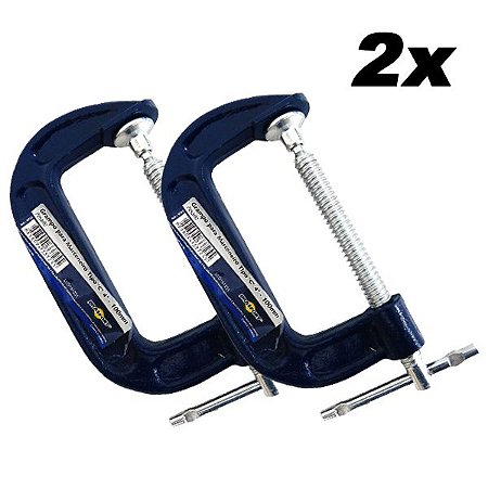 Kit 2 Sargento Grampo Marceneiro Tipo C Pesado 4'' 100mm