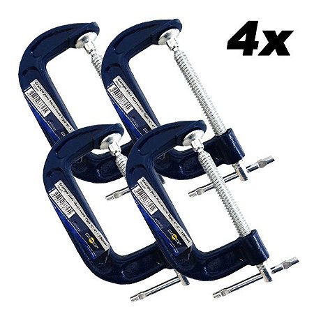 Kit 4 Sargento Grampo Marceneiro Tipo C Pesado 4'' 100mm