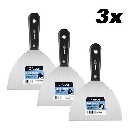 Kit 3 Espátula Multiuso De Aço 15cm C/ Cabo AT6255/21 Atlas