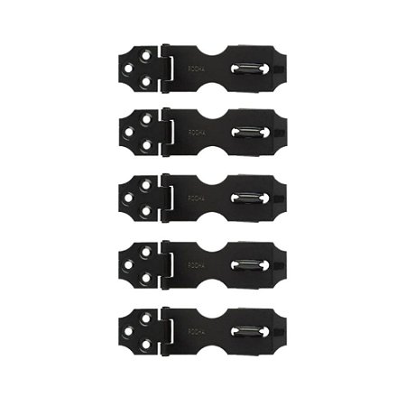 Kit 5 Ferrolho C/ Porta Cadeado Trinco Preto 6,5x2,5cm Rocha