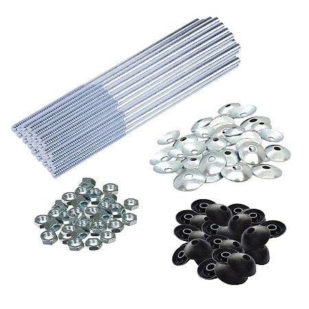 Kit 20 Haste Reta P/ Telha 1/4'' x 250mm C/ Porca e Arruelas