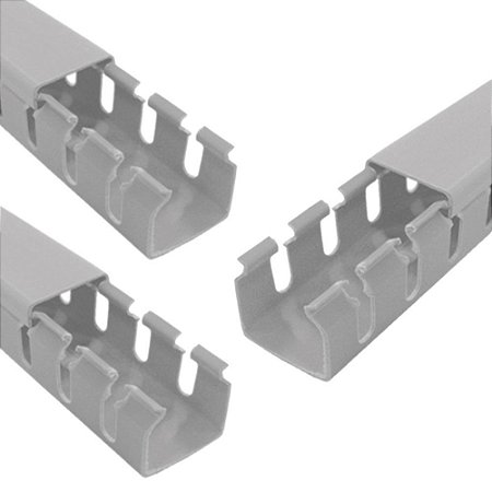 Kit 3 Canaleta Aberta Painel Elétrico Fio Cinza 20x20x2000mm