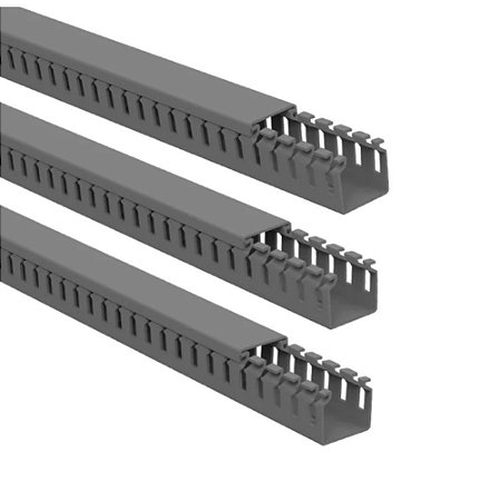 Kit 3 Canaleta Aberta Painel Elétrico Fio Cinza 30x30x2000mm