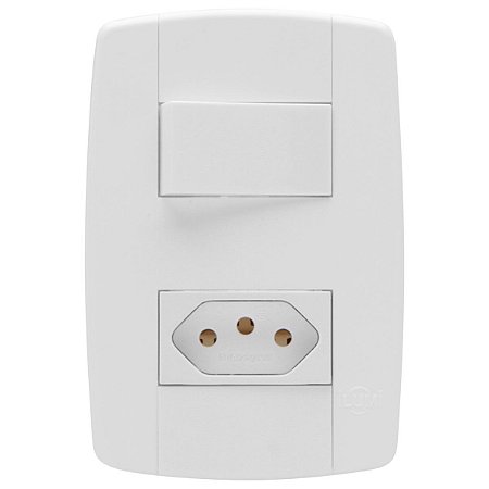 Conjunto Interruptor Simples + Tomada 10A 250V 4x2 Branca