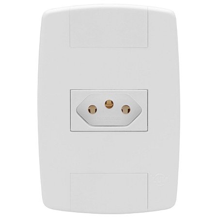Tomada Elétrica Branca 2P+T 10A 250V Placa Espelho 4x2 Ilumi