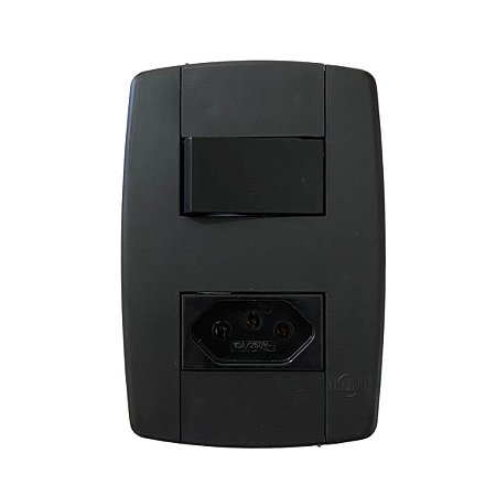 Conjunto Interruptor Simples + Tomada 10A 250V 4x2 Preta