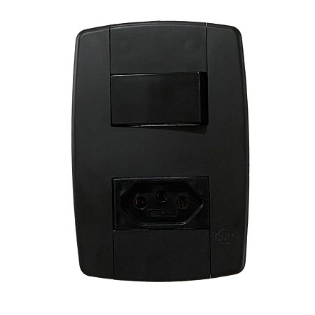 Conjunto Interruptor Simples + Tomada 20A 250V 4x2 Preta