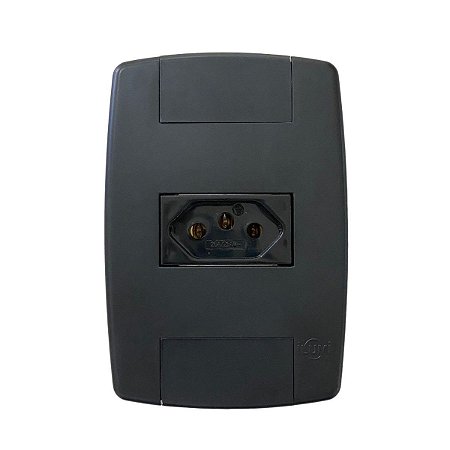 Tomada Elétrica Preta 2P+T 20A 250V Placa Espelho 4x2 Ilumi