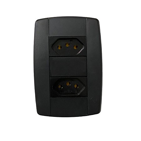 Conjunto 2 Tomadas Preta Monobloco 2P+T 20A 250V 4x2 Ilumi
