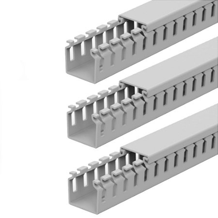 Kit 3 Canaleta Aberta Painel Elétrico Branca 20x20x2000mm