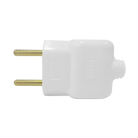 Plug Tomada Pino Macho Prensa Cabo Fio 2P Branco 10A 250V