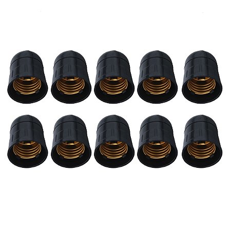 Kit 10 Soquete Bocal Suporte Porta Lâmpada E27 2A 250V Preto