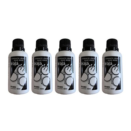 Kit 5 Pigmento Corante Líquido Bisnaga Tinta 50ml Preto