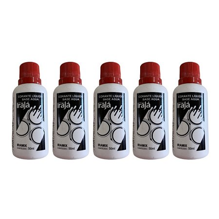 Kit 5 Pigmento Corante Líquido Bisnaga Tinta 50ml Vermelho