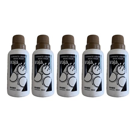 Kit 5 Pigmento Corante Líquido Bisnaga Tinta 50ml Castanho