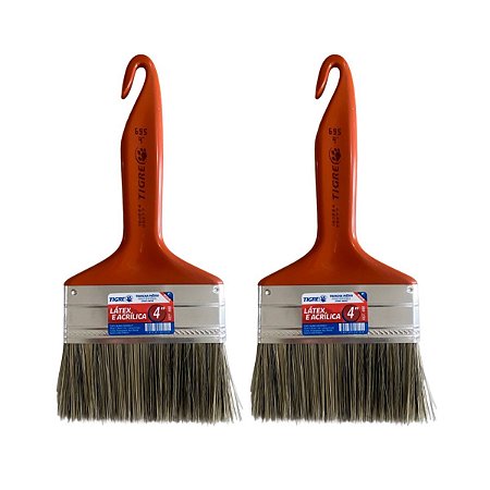 Kit 2 Trincha Pincel P/ Pintura Látex Acrílica 4'' Tigre