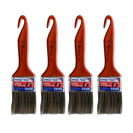 Kit 4 Trincha Pincel P/ Pintura Látex Acrílica 2'' Tigre