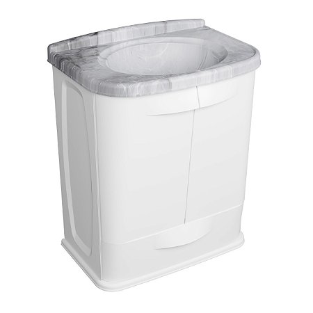 Kit Gabinete e Pia em PVC P/ Banheiro Gabfit Mármore Astra