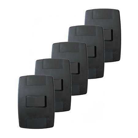 Kit 5 Interruptor Simples Preto 10A 250V Placa 4x2 Ilumi