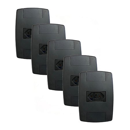 Kit 5 Tomada Elétrica Preta 2P+T 20A 250V Placa 4x2 Ilumi