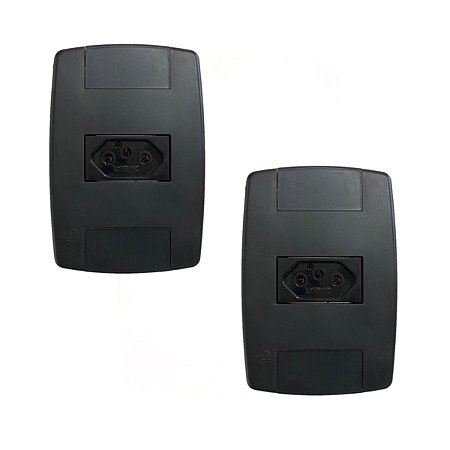 Kit 2 Tomada Elétrica Preta 2P+T 20A 250V Placa 4x2 Ilumi