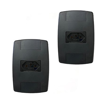 Kit 2 Tomada Elétrica Preta 2P+T 10A 250V Placa 4x2 Ilumi