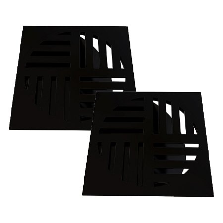 Kit 2 Ralo Grelha Quadrada Com Fecho Automático Preto 15cm