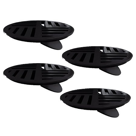 Kit 4 Ralo Grelha Redonda Com Fecho Automático Preto 15cm
