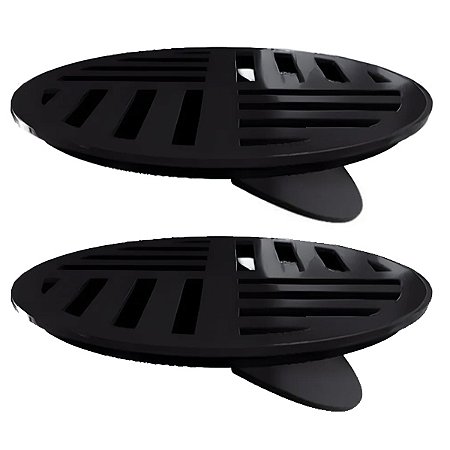 Kit 2 Ralo Grelha Redonda Com Fecho Automático Preto 15cm