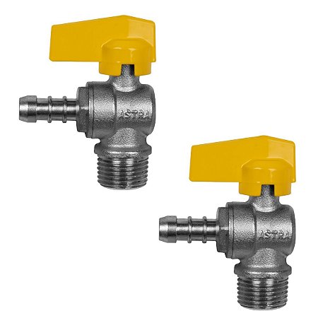 Kit 2 Registro Válvula Esférica 90° RM Espigão 1/2'' Pex Gás